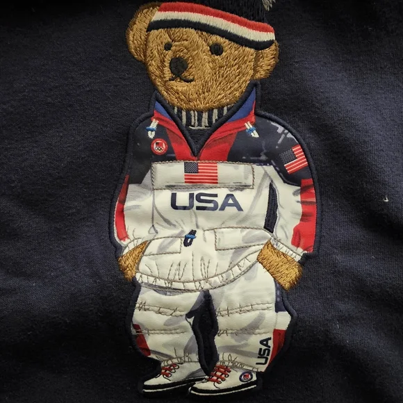 Polo by Ralph Lauren Navy Sweater with Bear and USA Design